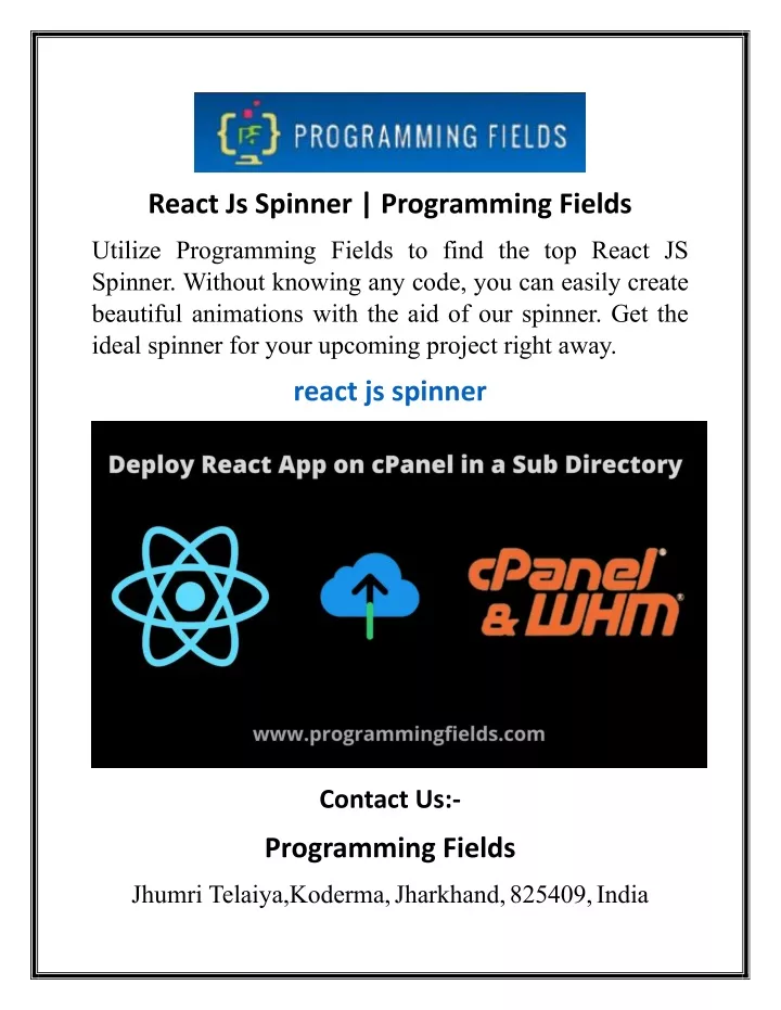 react js spinner programming fields