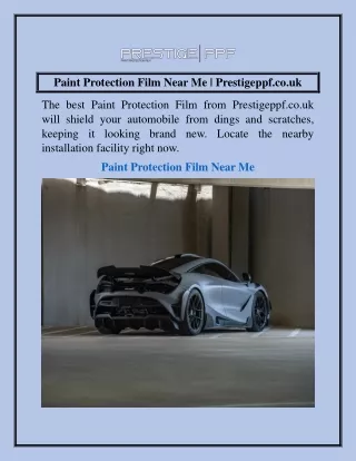 Paint Protection Film Near Me  Prestigeppf.co.uk