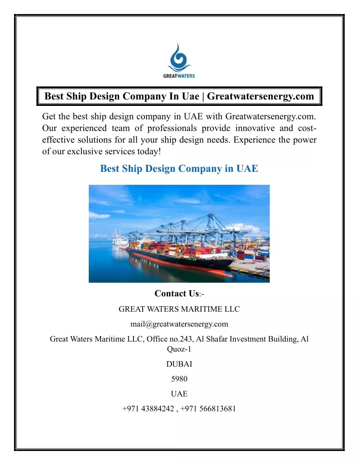 best ship design company in uae greatwatersenergy