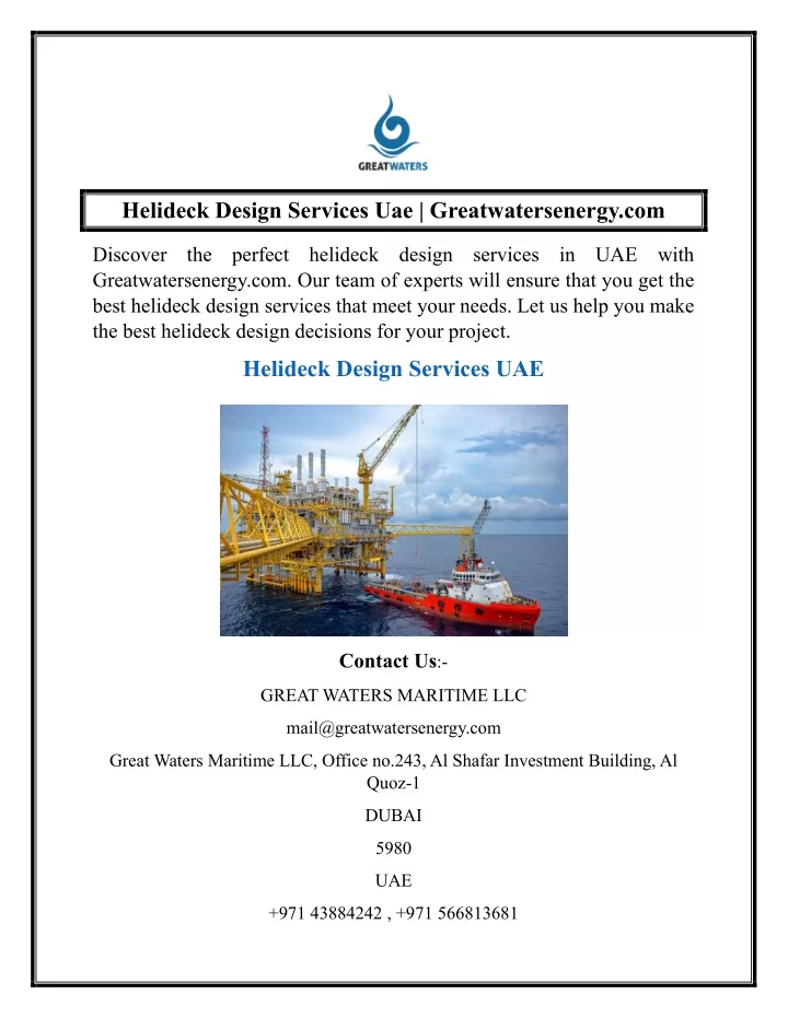 helideck design services uae greatwatersenergy com