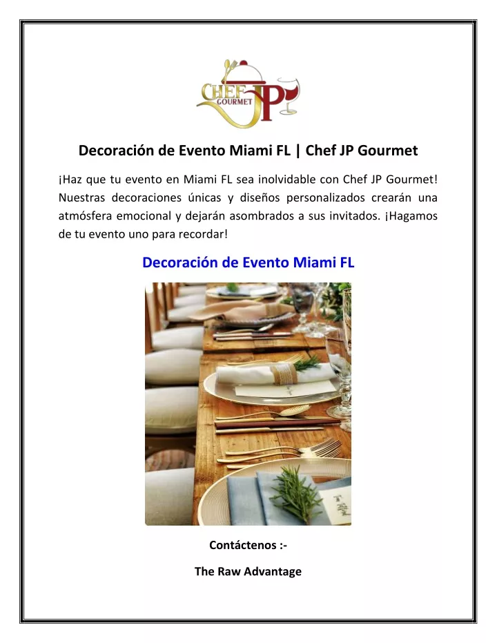 decoraci n de evento miami fl chef jp gourmet