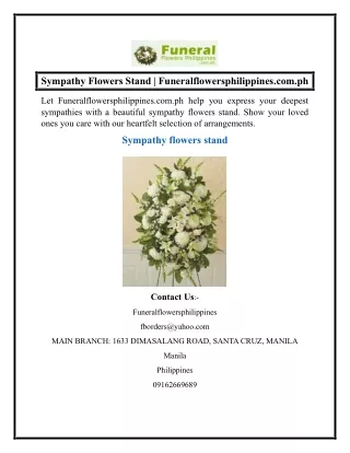 Sympathy Flowers Stand  Funeralflowersphilippines.com.ph