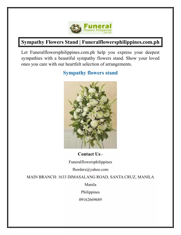 sympathy flowers stand funeralflowersphilippines