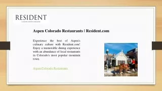 Aspen Colorado Restaurants - Resident.com