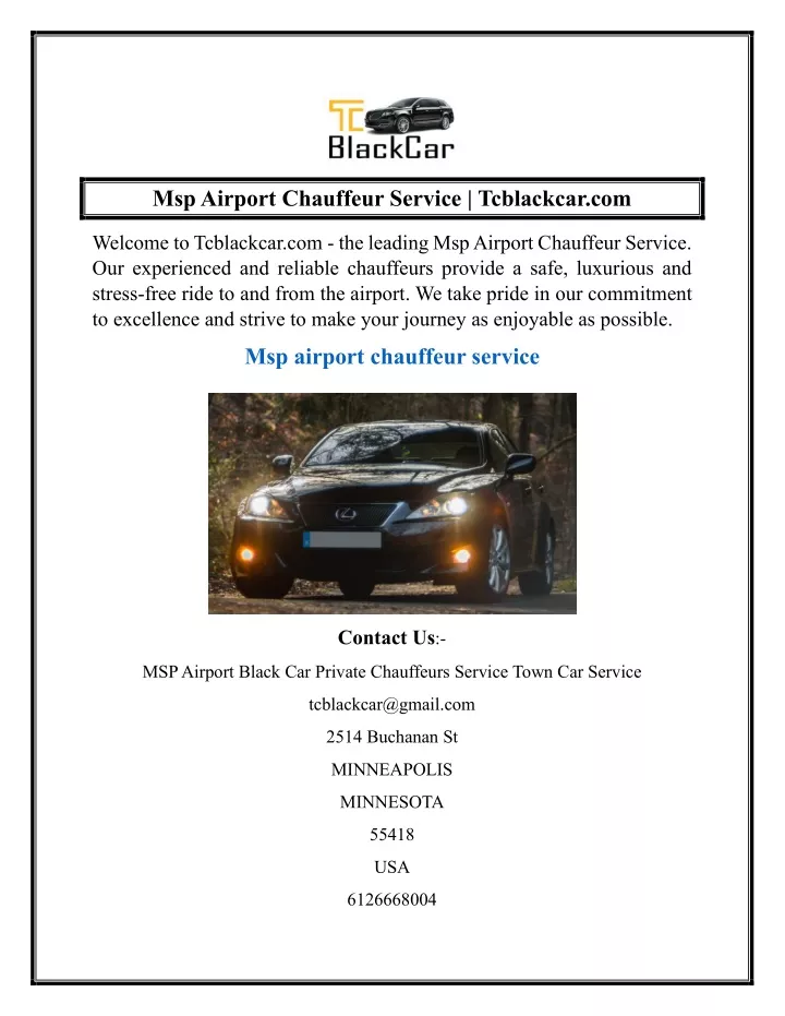 msp airport chauffeur service tcblackcar com