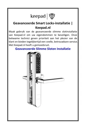 Geavanceerde Smart Locks-installatie  Keepad.nl