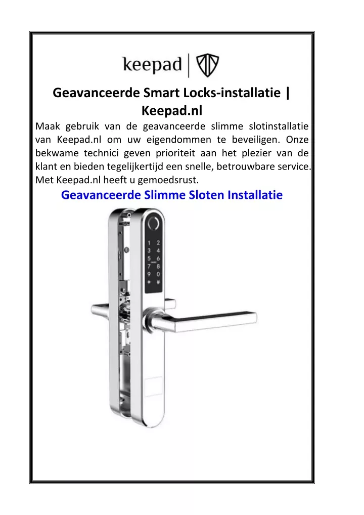 geavanceerde smart locks installatie keepad