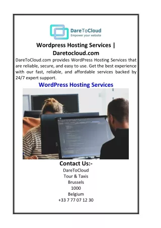 Wordpress Hosting Services  Daretocloud.com