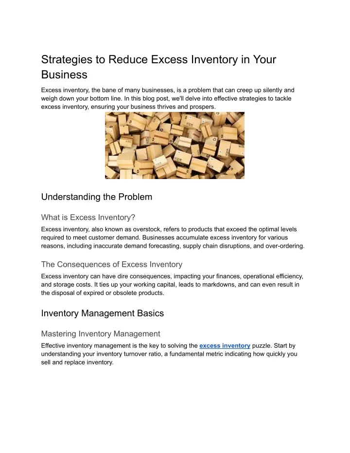 strategies to reduce excess inventory in your