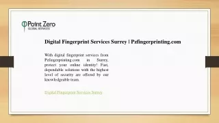 Digital Fingerprint Services Surrey - Pzfingerprinting.com