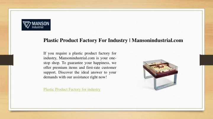 plastic product factory for industry