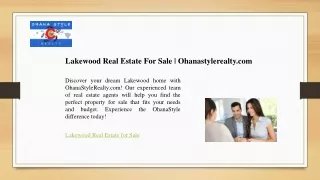 Lakewood Real Estate For Sale - Ohanastylerealty.com