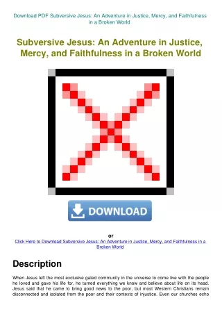 Download PDF Subversive Jesus An Adventure in Justice  Mercy  and Faithfulness in a Broken World