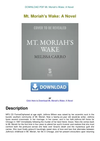 DOWNLOAD PDF Mt. Moriah's Wake A Novel