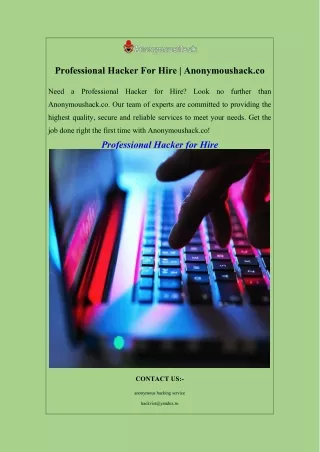 Professional Hacker For Hire  Anonymoushack.co