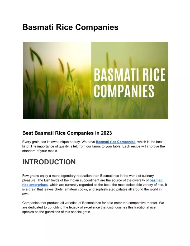 basmati rice companies