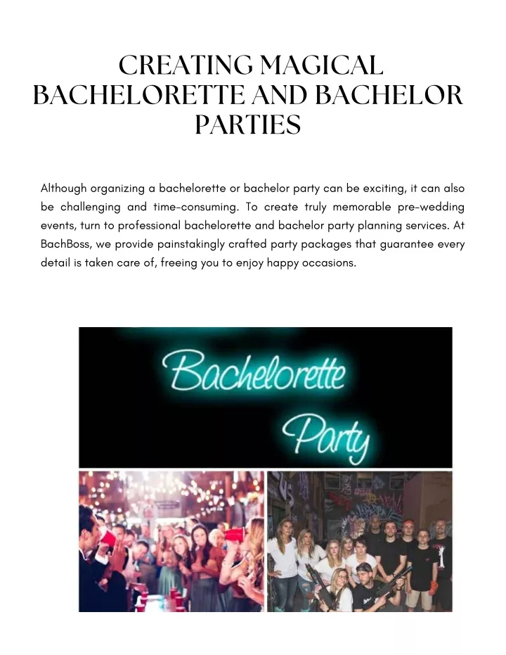creating magical bachelorette and bachelor parties