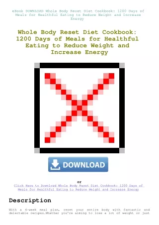eBook DOWNLOAD Whole Body Reset Diet Cookbook 1200 Days of Meals for Healthful Eating to Reduce Weig