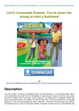 [PDF] eBooks Levi's Lemonade Dreams You're never too young to start a business!