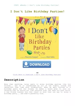 [PDF] eBooks I Don't Like Birthday Parties!