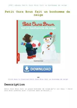 [PDF] eBooks Petit Ours Brun fait un bonhomme de neige
