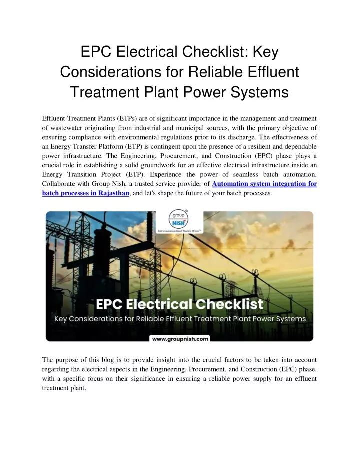 epc electrical checklist key considerations