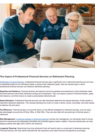 The Impact of Professional Financial Services on Retirement Planning