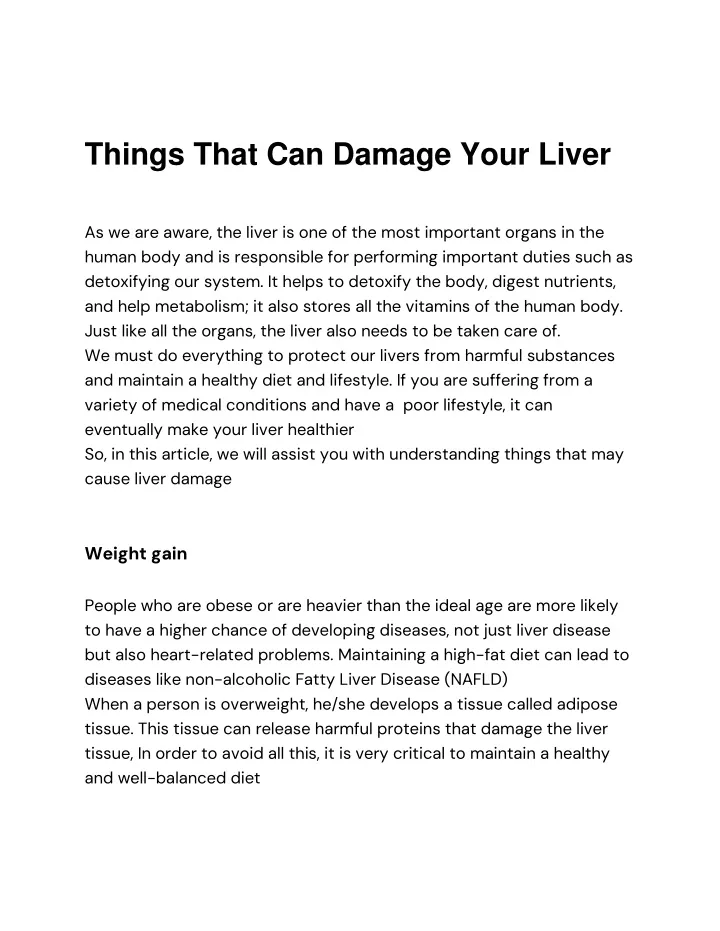 things that can damage your liver