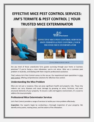 effective mice pest control services