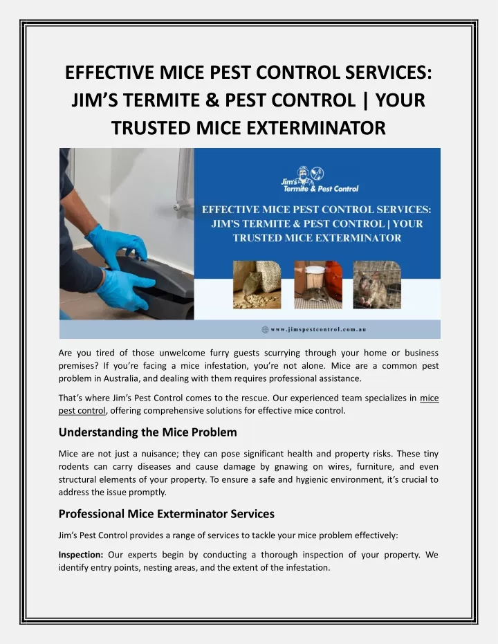 effective mice pest control services
