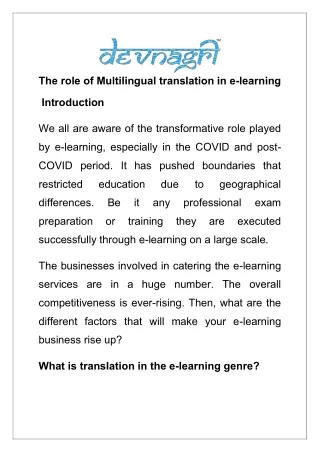 the role of multilingual translation in e learning