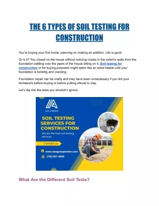 The Best Soil Testing Services For Construction | AAA Group