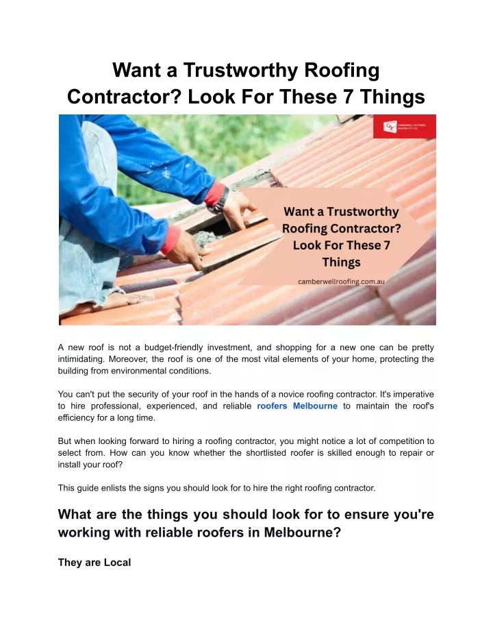 want a trustworthy roofing contractor look