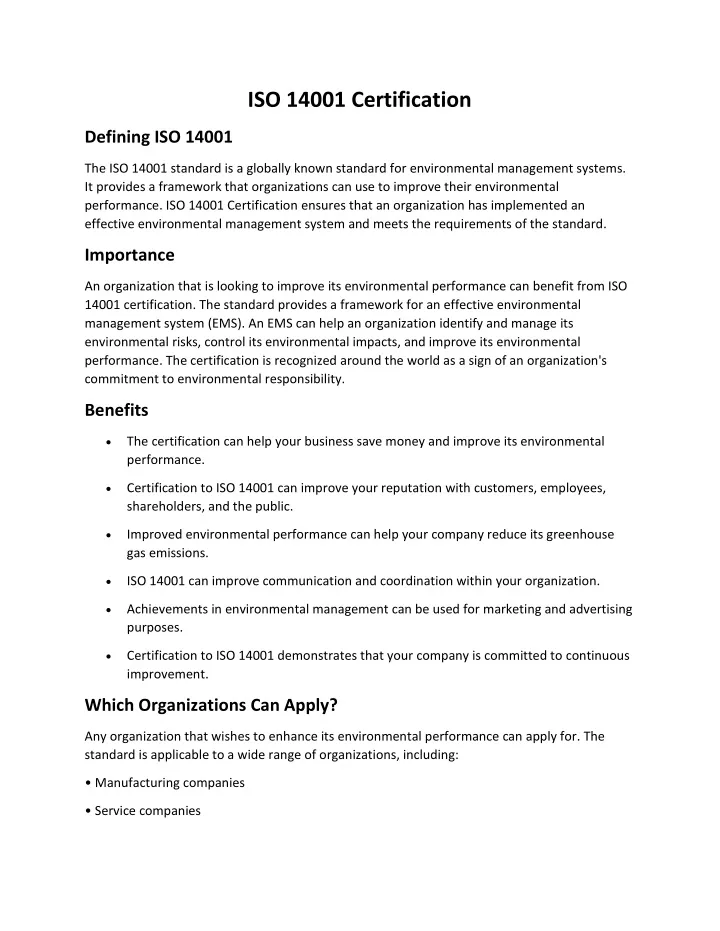 iso 14001 certification