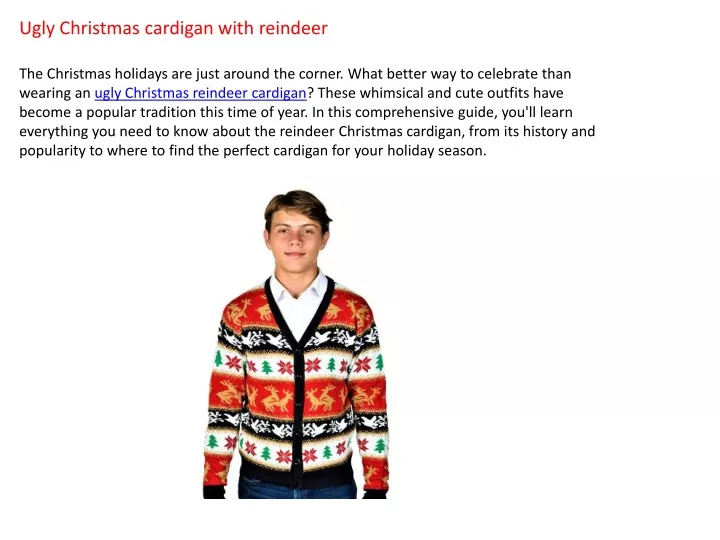 ugly christmas cardigan with reindeer