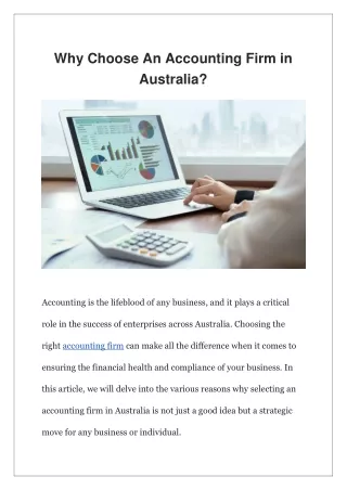Why Choose An Accounting Firm in Australia