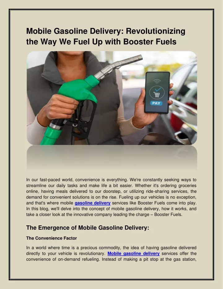 mobile gasoline delivery revolutionizing