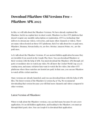 Download PikaShow Old Versions Free