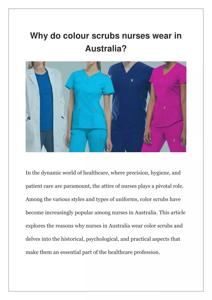 why do colour scrubs nurses wear in australia
