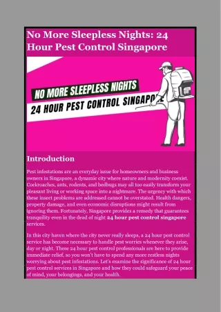 No More Sleepless Nights: 24 Hour Pest Control Singapore