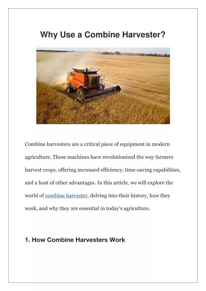 why use a combine harvester