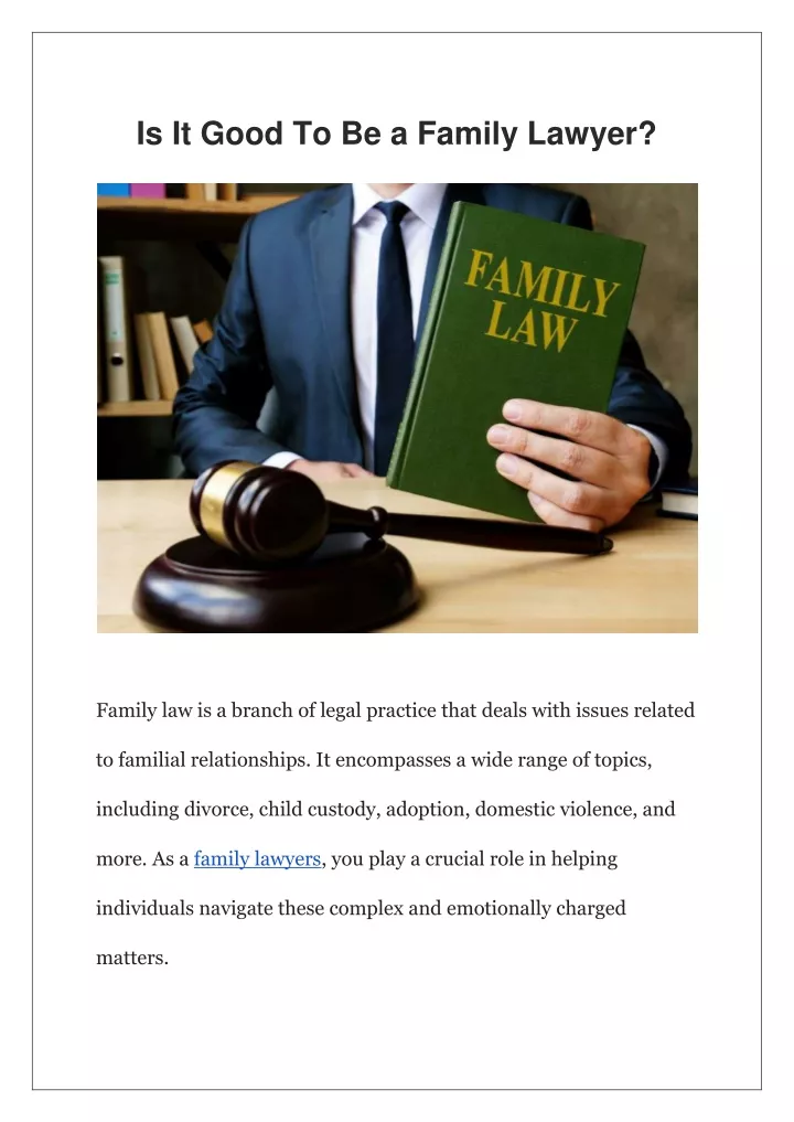 is it good to be a family lawyer