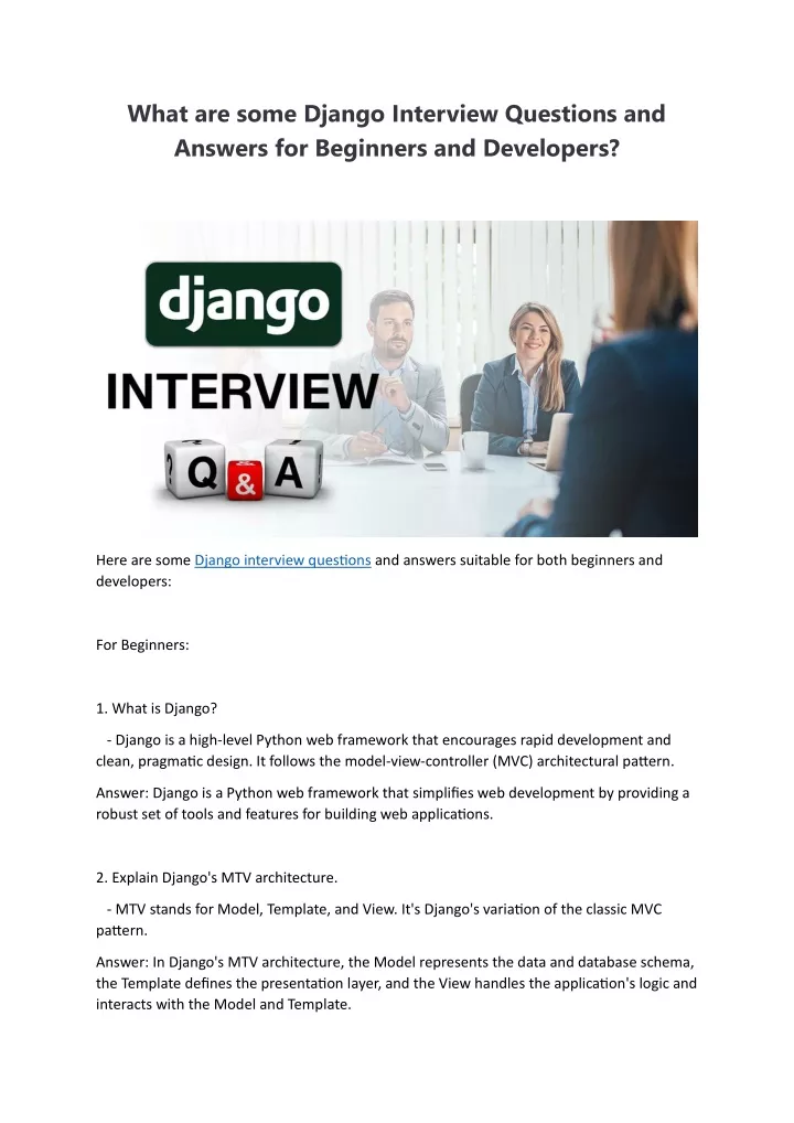 what are some django interview questions