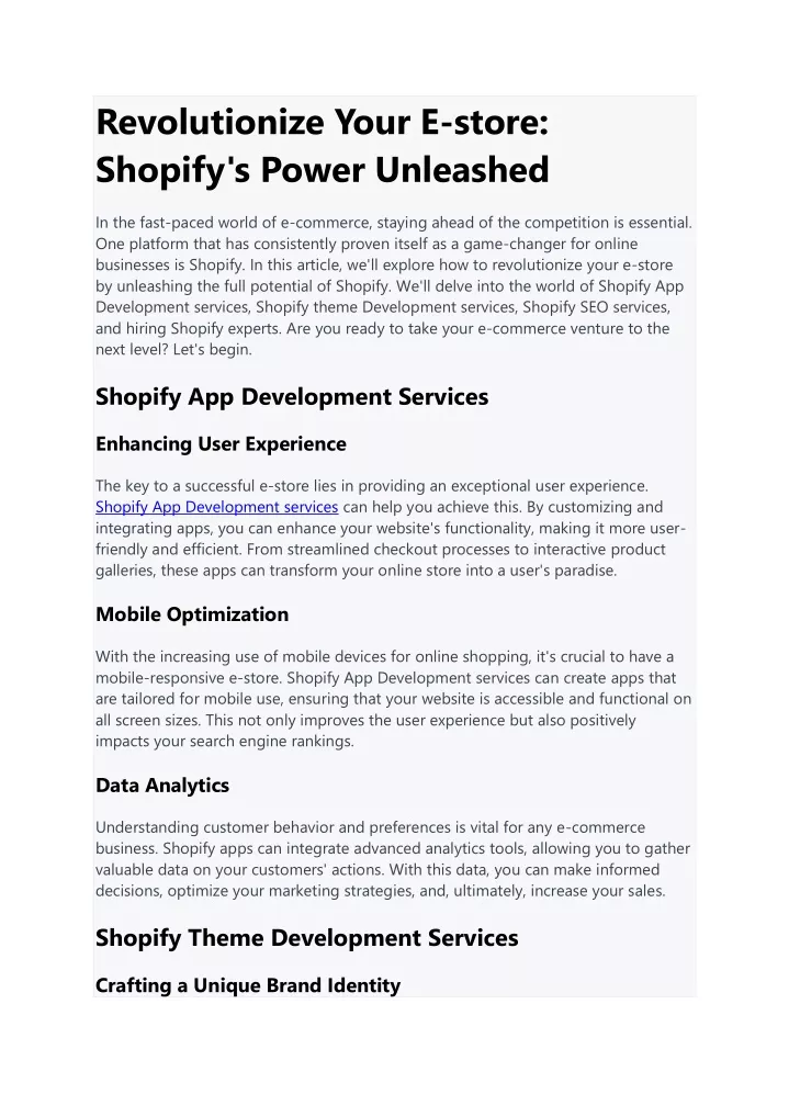 revolutionize your e store shopify s power