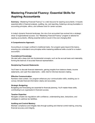 Mastering Financial Fluency: Essential Skills for Aspiring Accountants