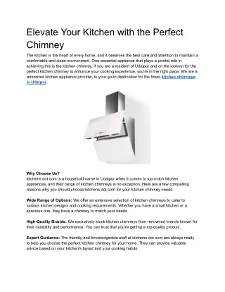 Elevate Your Kitchen with the Perfect Chimney