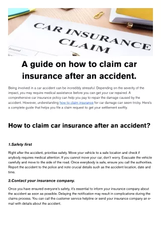 How to Claim Car Insurance After an Accident in India?