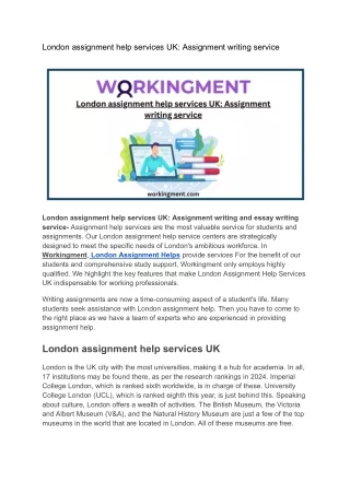 London assignment help services UK: Assignment writing service