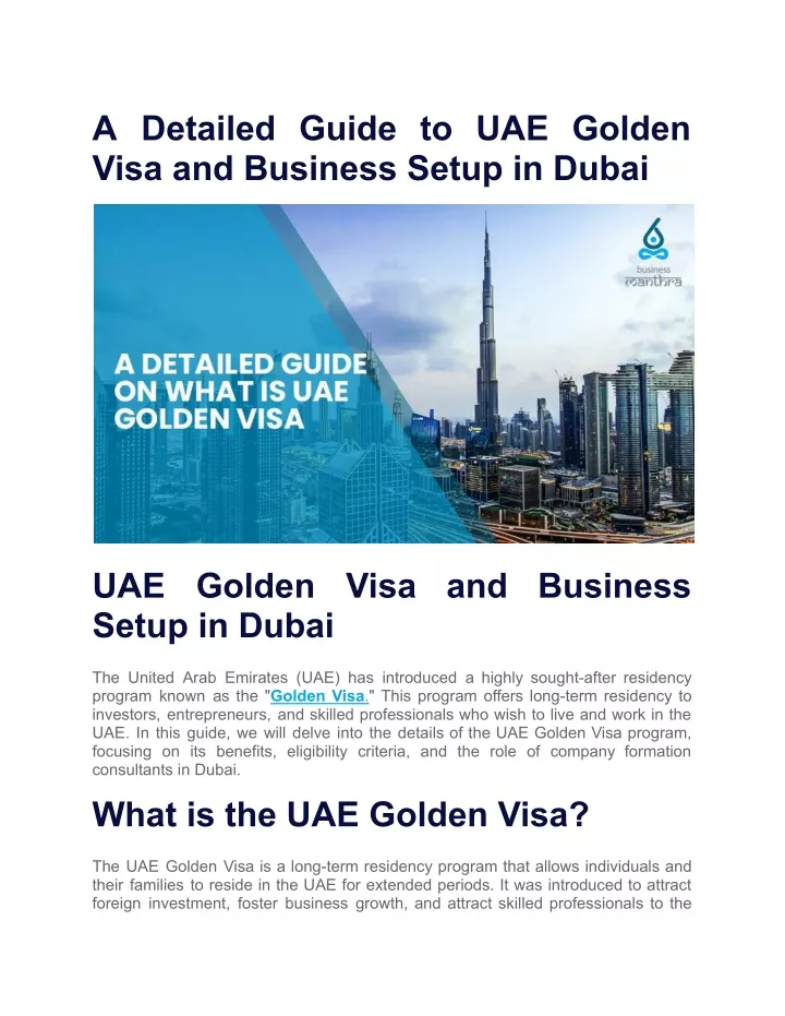 a detailed guide to uae golden visa and business