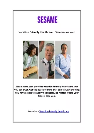 Vacation Friendly Healthcare | Sesamecare.com